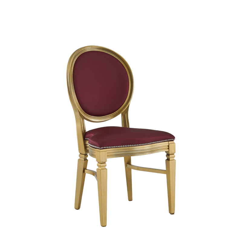 Chandelle Chair in Gold with Merlot Seat Pad