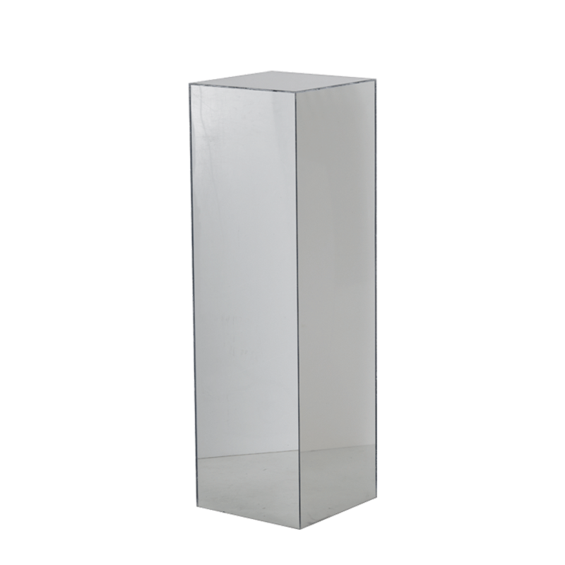 Seattle Plinth in Silver Mirror - 14.5” x 14.5” x 47”