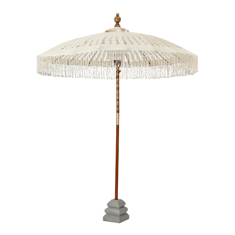 Garden Umbrella Cream with tassels and heart ornaments