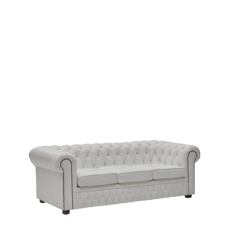 Chesterfield Leather Sofa in White 7ft