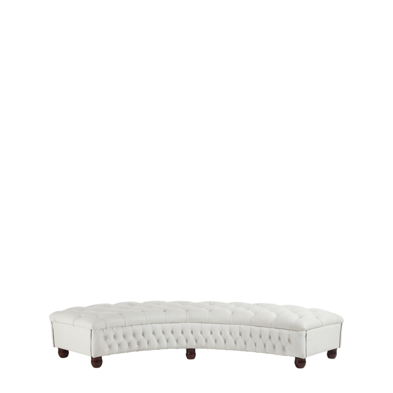 Chesterfield Curved Bench in White