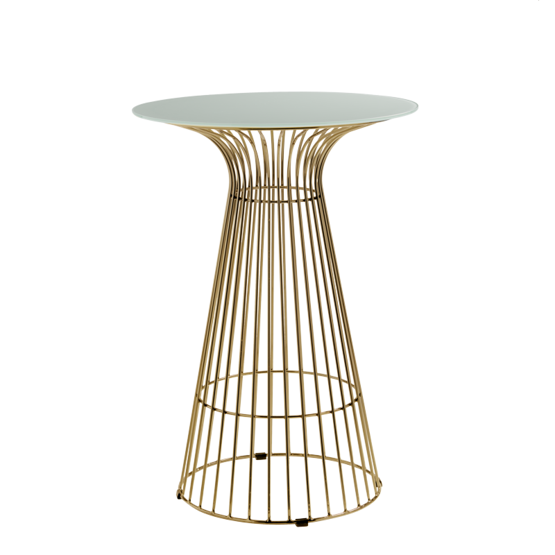 Gianni Poseur Table in Gold with White Crystal Top