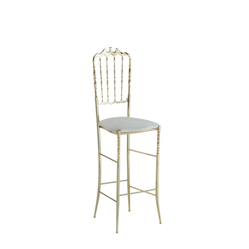 Napoleon Bar Stool in Gold with White Seat Pad