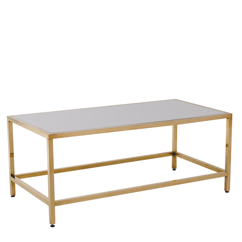 Unico Rectangular Coffee Table with Gold Frame and White Top