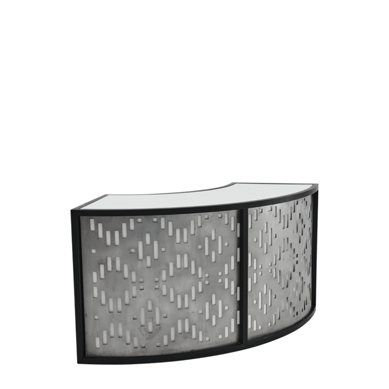 Unico Curved Bar with Black Frame and Etched Panels