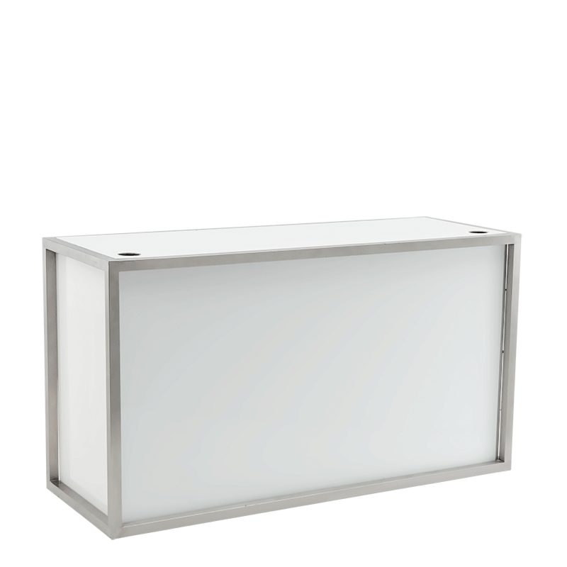 Unico DJ Booth with Stainless Steel Frame and White Panels