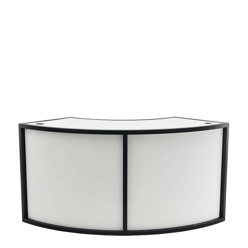 Unico Curved DJ Booth with Black Frame and White Panels