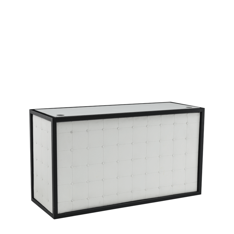 Unico  DJ Booth - Black Frame - White Upholstered Panels