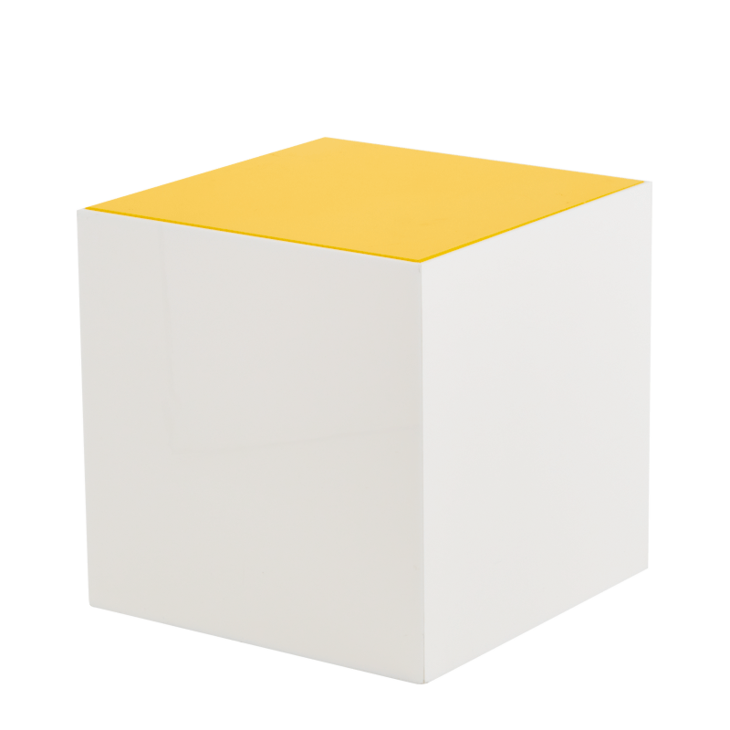 Seattle Cube Plinth in White with Yellow Top