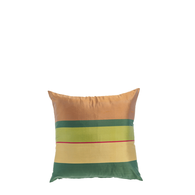 Brown Cushion with Green Stripes