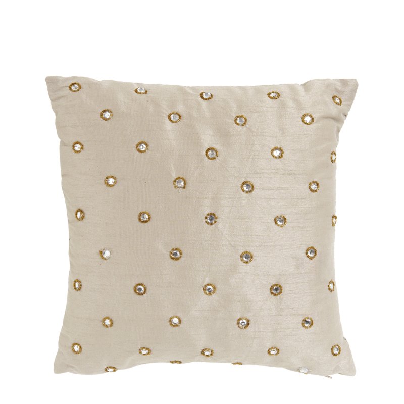 Ivory Silk Cushion with Round Sequin