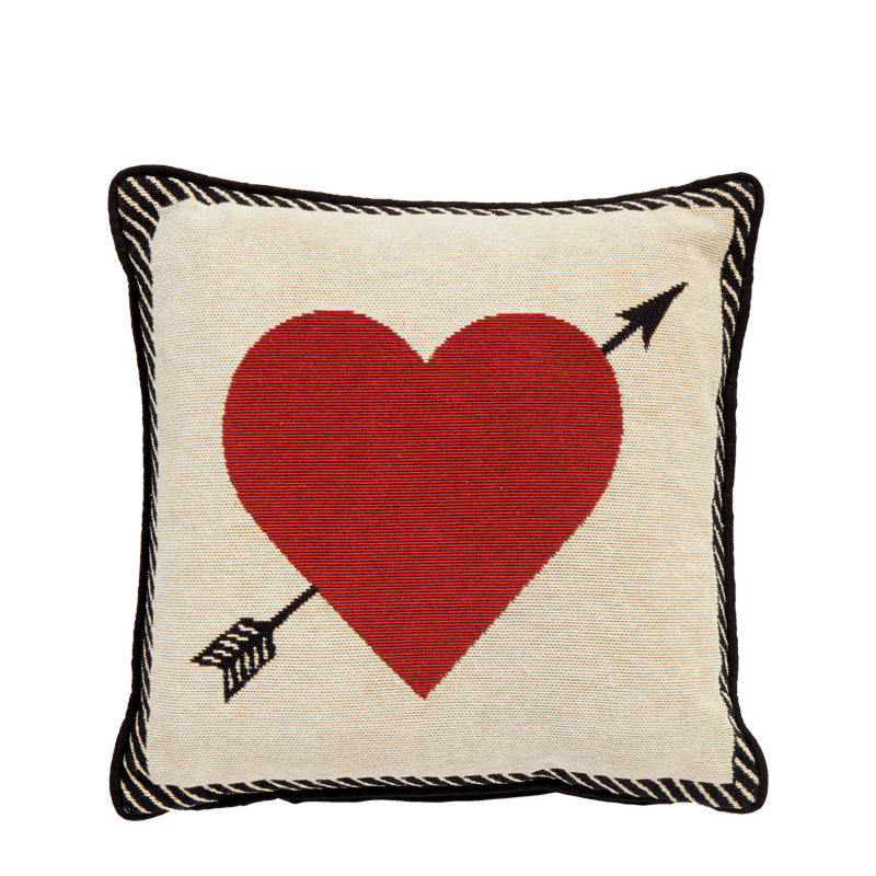 Cushion with Red Heart Print