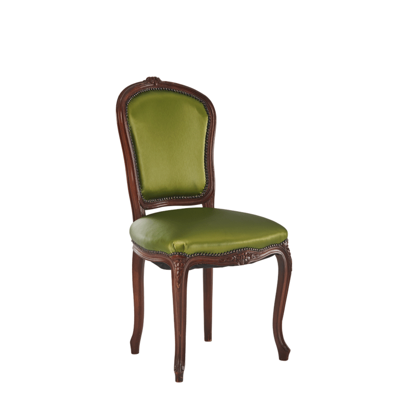 Lauren Chair in Brown with Chartreuse Green Seat Pad