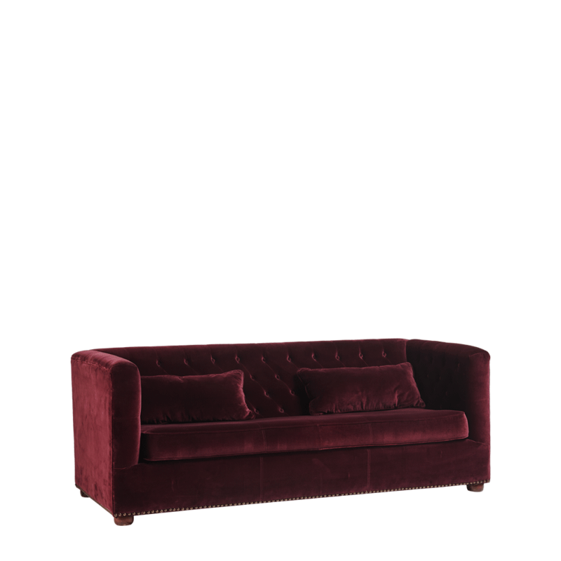 Merlot Sofa in Wine Velvet