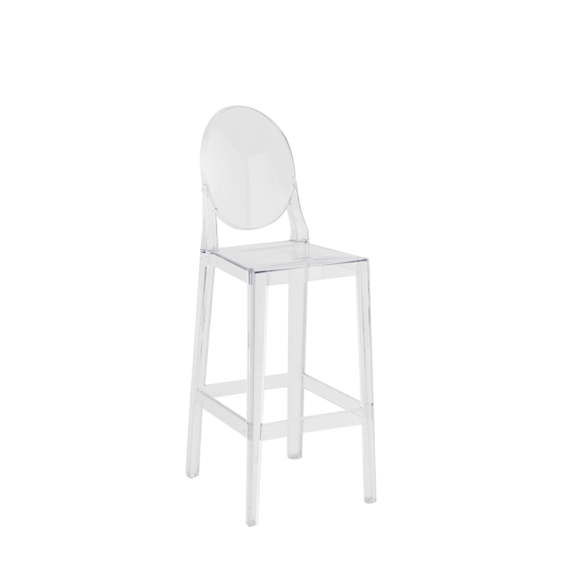 One More Please Bar Stool Round in Clear