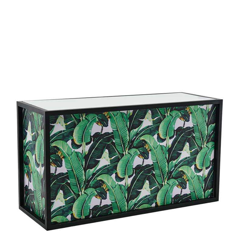 Unico Bar with Black Frame and Palm Leaf Print Panels 