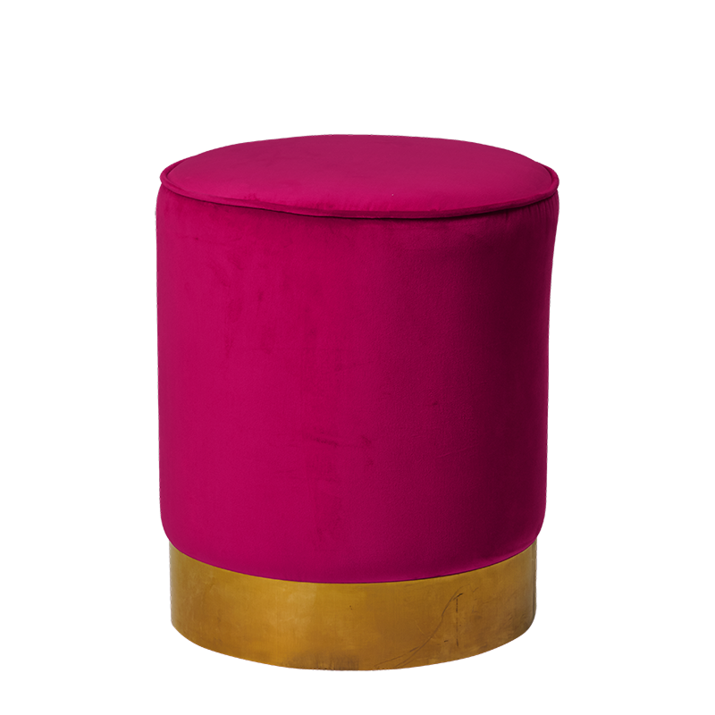 Hollywood Ottoman in Perfect Pout Pink Velvet