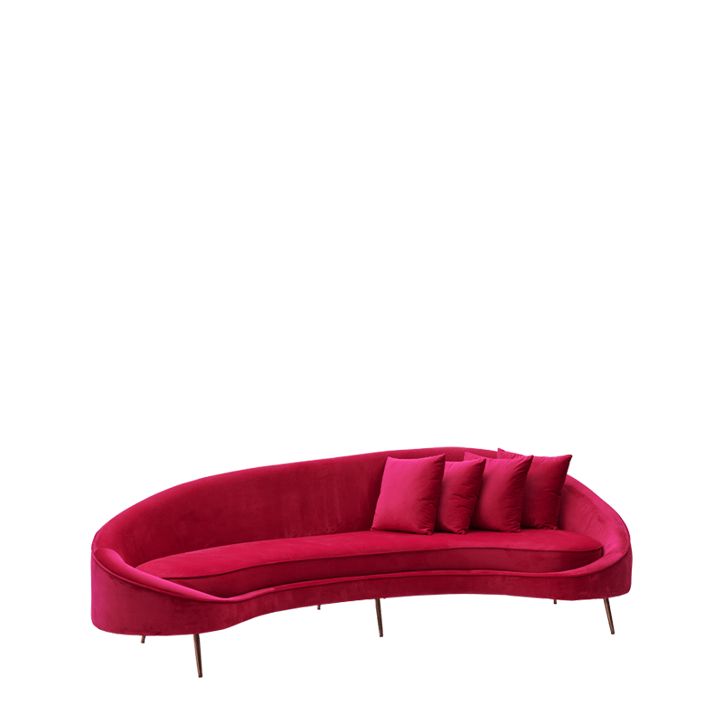LA Sofa in Perfect Pout Pink Velvet