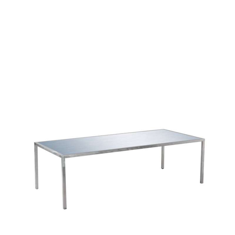 Unico 8"x4" Dining Table - Stainless Steel Frame - Silver Top
