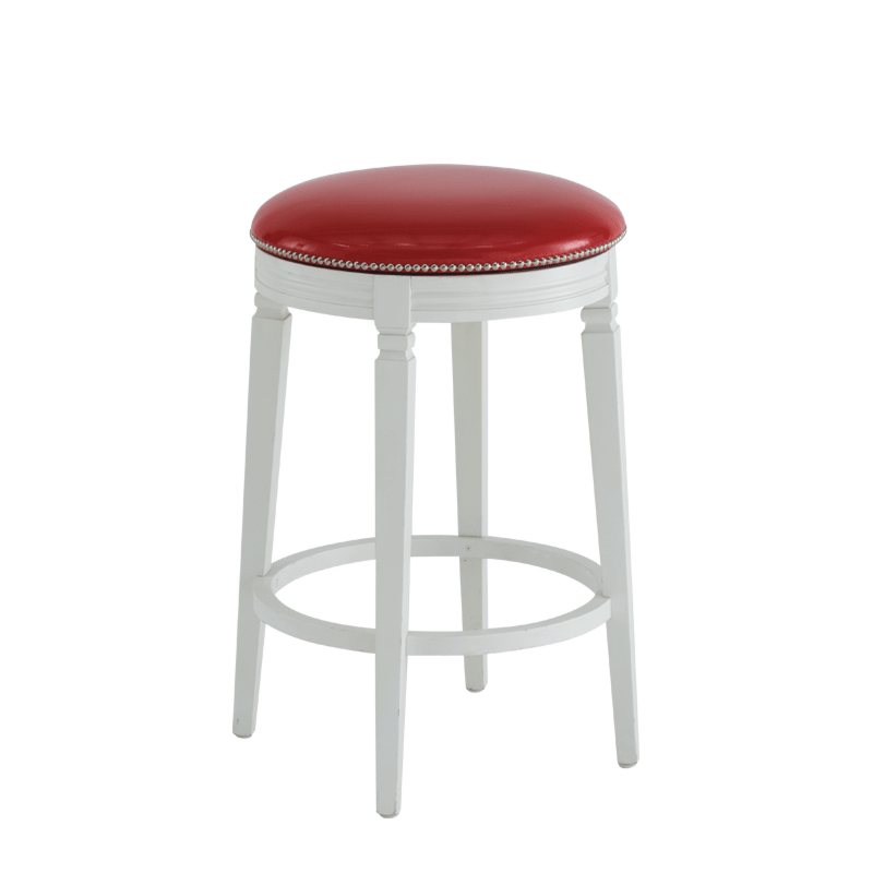 Beli Bar Stool White with Red Seat Pad