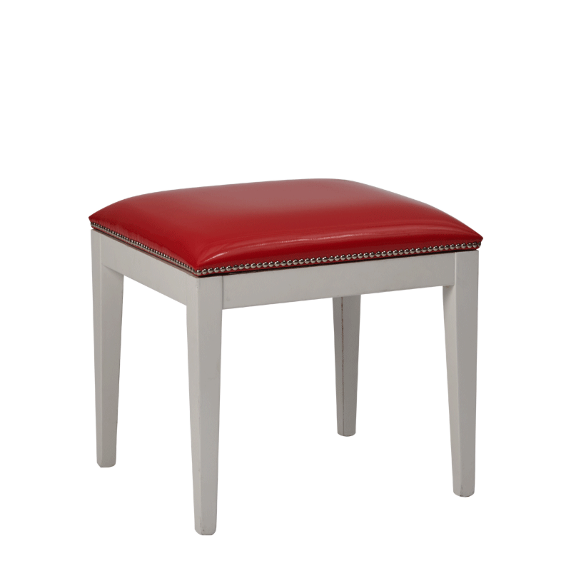 Divano Ottoman in White with Red Seat Pad