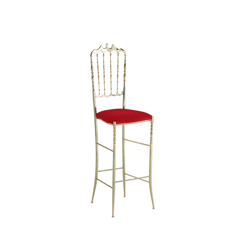 Napoleon Bar Stool in Gold with Red Seat Pad