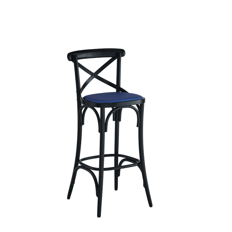 Coco Bar Stool in Black with Sapphire Seat Pad