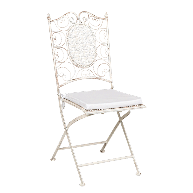 Chantilly white wrought iron chair with cushion