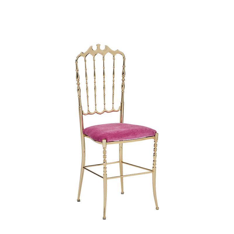 Napoleon Chair in Gold with Pink Seat Pad