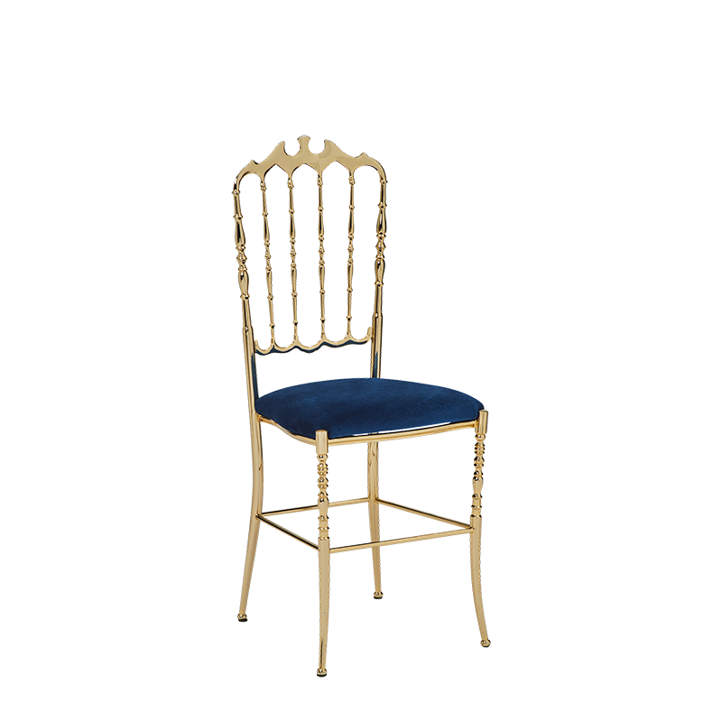 Napoleon Chair in Gold with Blue Seat Pad