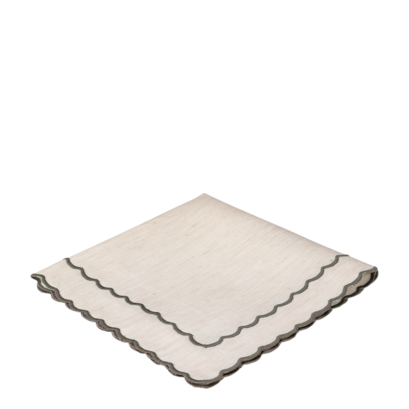 Beige Scallop Napkin with Anthracite Grey
