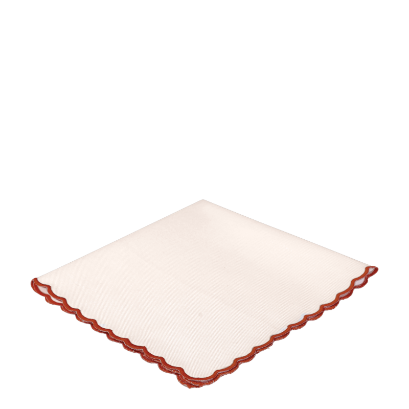Beige Scallop Napkin with Terracotta Thread
