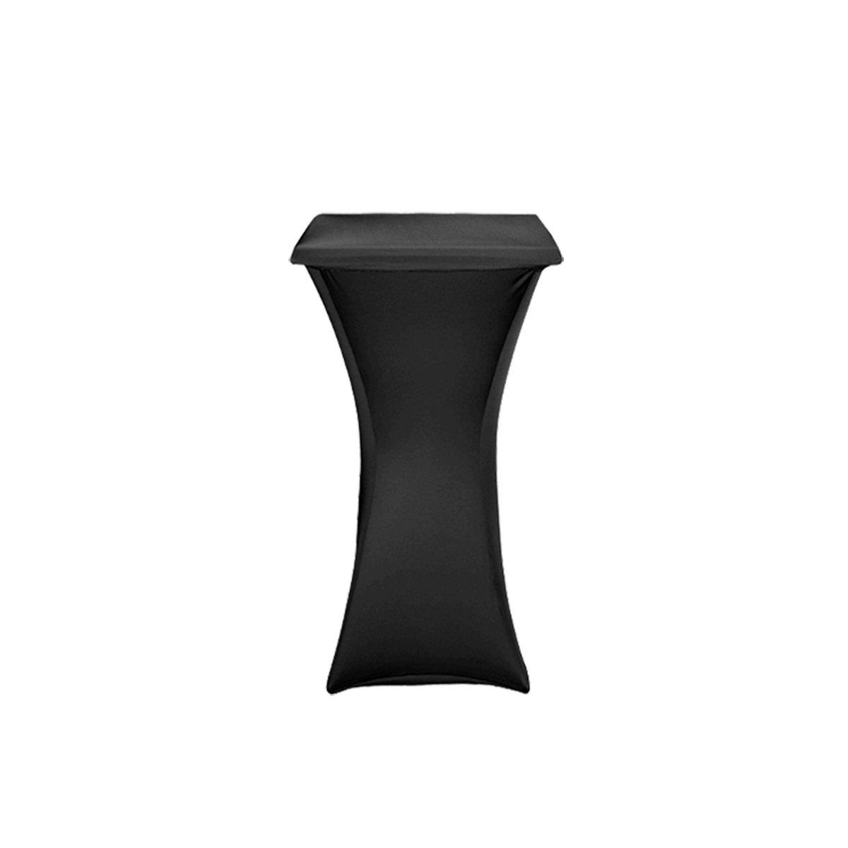 Square Steel Poseur Table with Black Cover 60 X 60 cm H 111 cm Hire