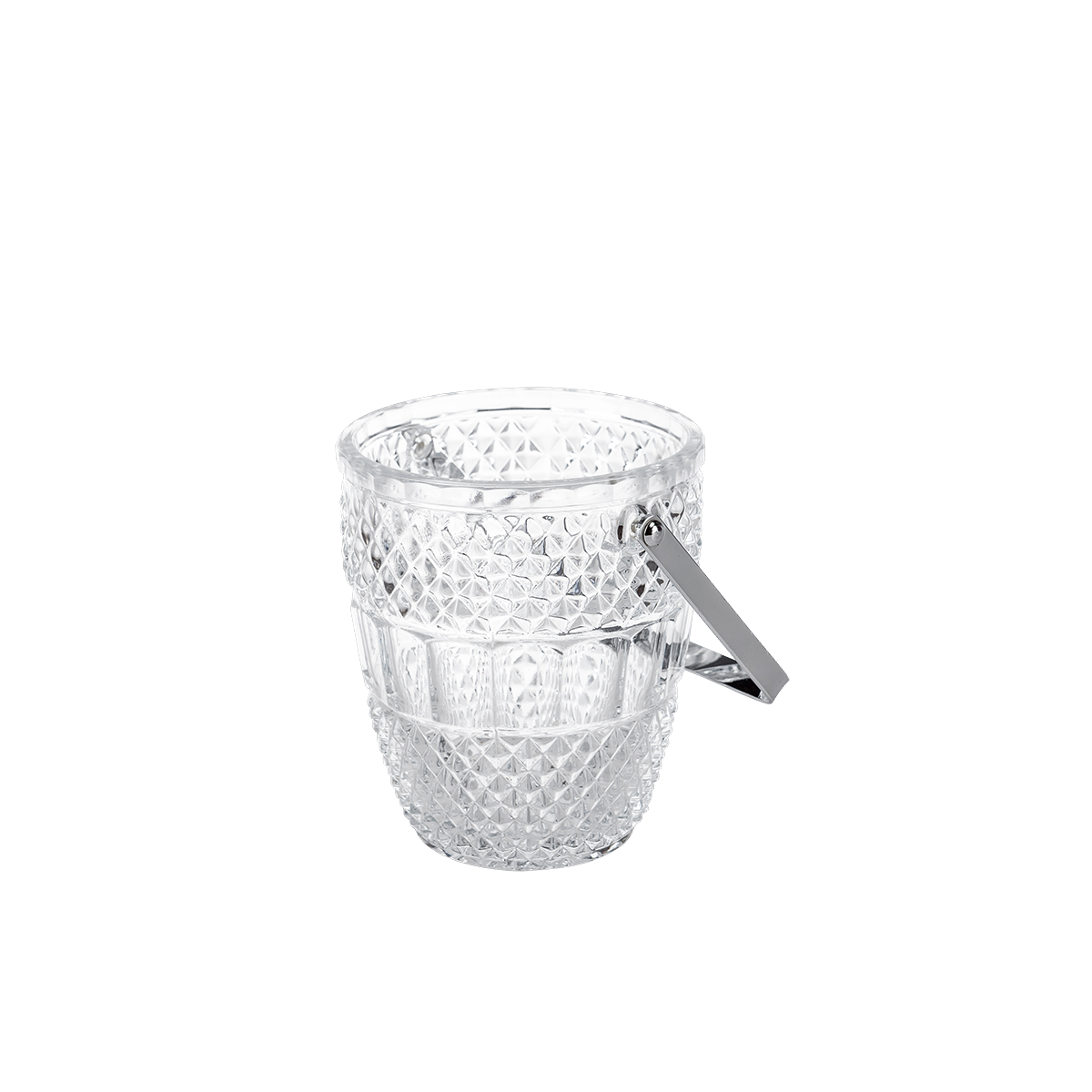 Vintage glass ice bucket with handle on sale