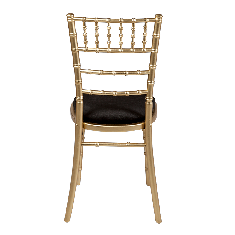 Bamboo Chair in Gold with Black Velvet Seat Pad Hire Options
