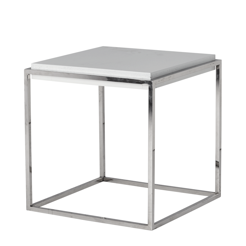 Chrome Square Coffee Table in White Hire Options Greathire London