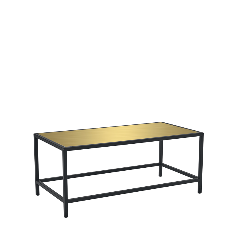 Unico Rectangular Coffee Table with Black Frame and Gold Top Hire