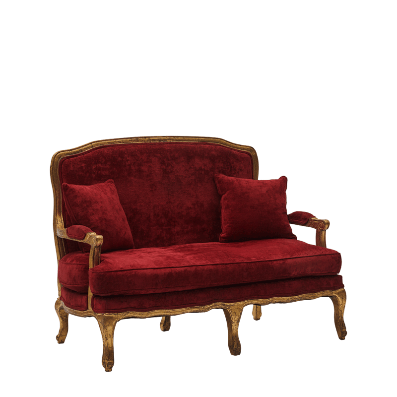 Red online velvet loveseat