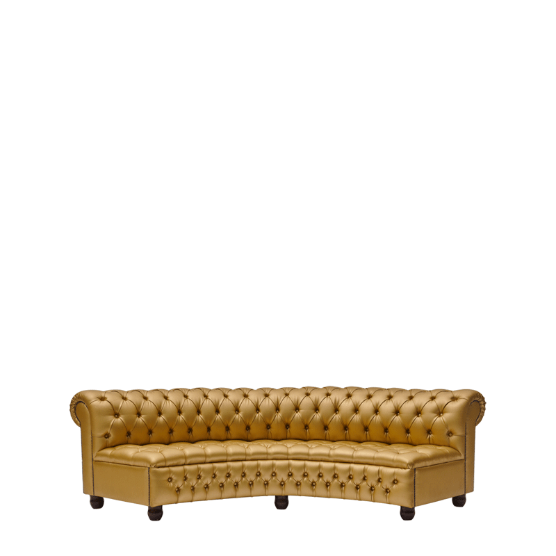 Chesterfield Curved Sofa in Gold Hire Options Greathire London