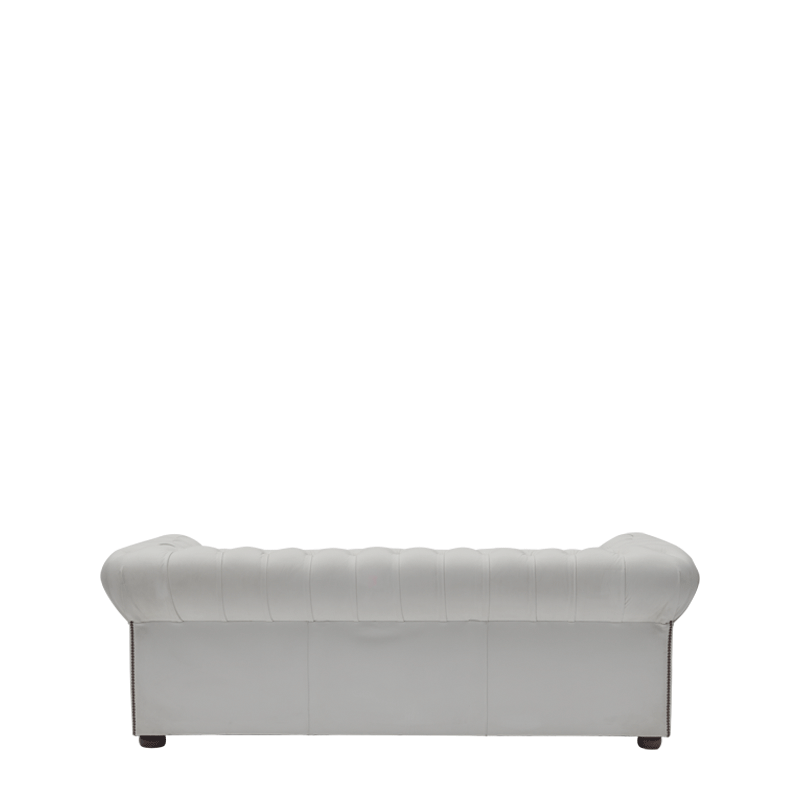 Chesterfield Leather Sofa In White 7ft, 7ft Leather Sofa Bed