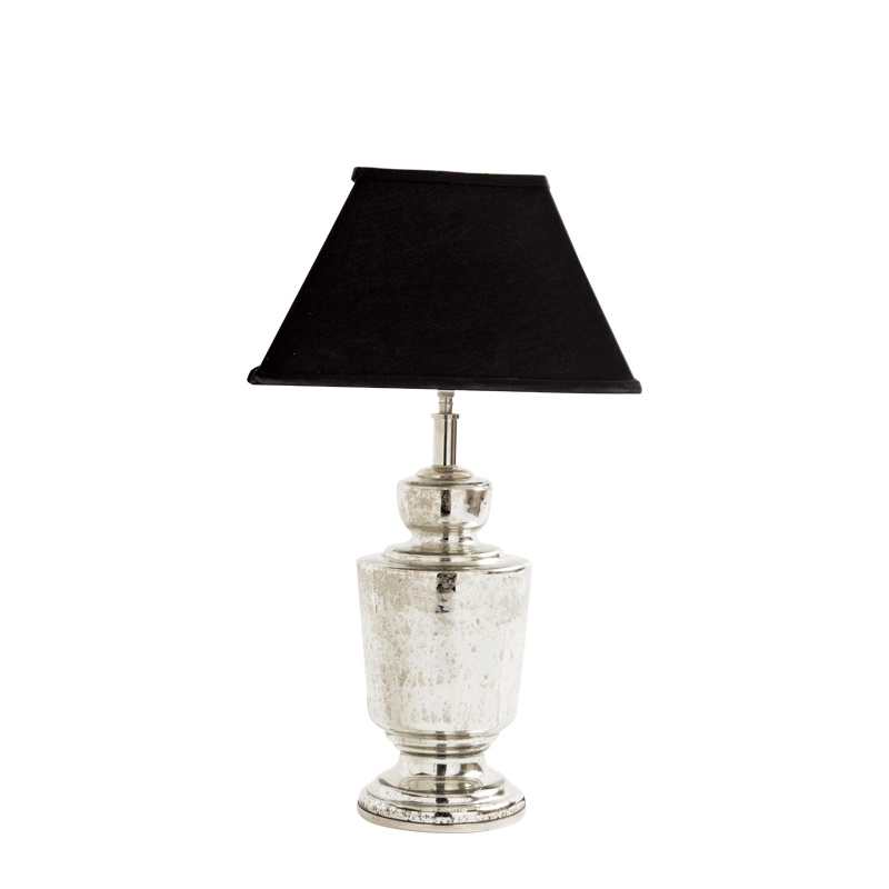 Mercury Glass Lamp with Black Shade Hire Options Greathire London
