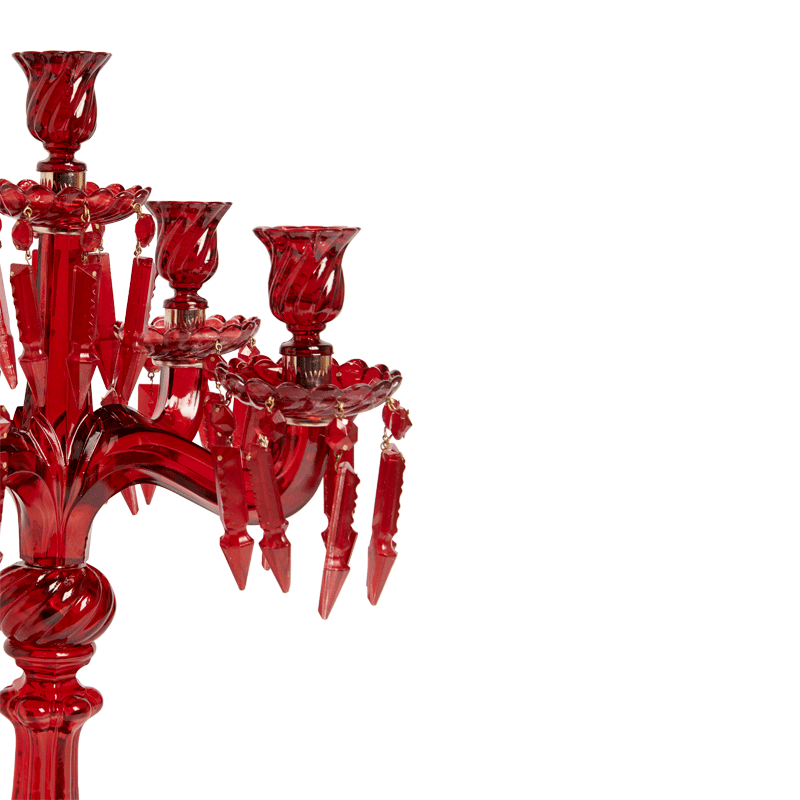 Crystal Drop Candelabra in Red Merlot Hire Options Greathire London