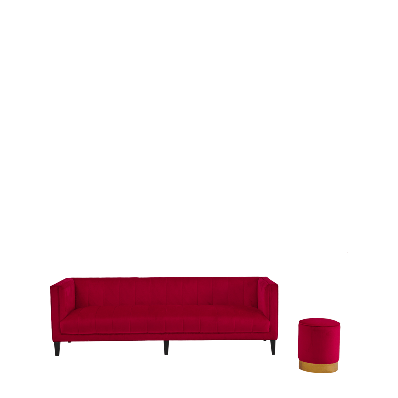 Hollywood Sofa in Scarlet Velvet Hire Options Greathire London