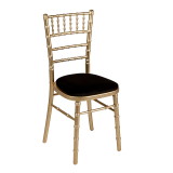 Bamboo Chair in Gold with Black Velvet Seat Pad