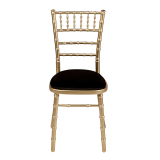 Bamboo Chair in Gold with Black Velvet Seat Pad