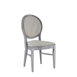 Chandelle Chair in Silver with Anastasia Collect. Silver Seat Pad