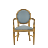Chandelle Armchair in Gold with Babyblue Seat Pad