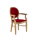 Chandelle Armchair in Gold with Crimson Red Velvet Seat Pad