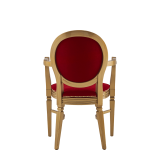 Chandelle Armchair in Gold with Crimson Red Velvet Seat Pad