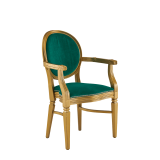 Chandelle Armchair in Gold with Jade Velvet Seat Pad